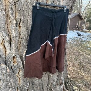 Prana tie dye drawstring waist Two-Tone Black and Brown Women's Skirt